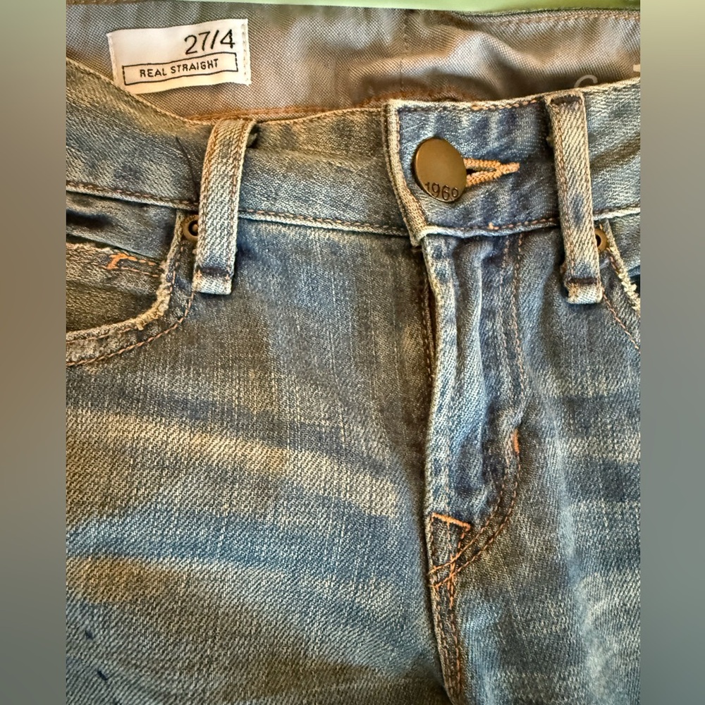 GAP Light Blue Patchwork Straight Leg Jeans - Picture 5 of 11